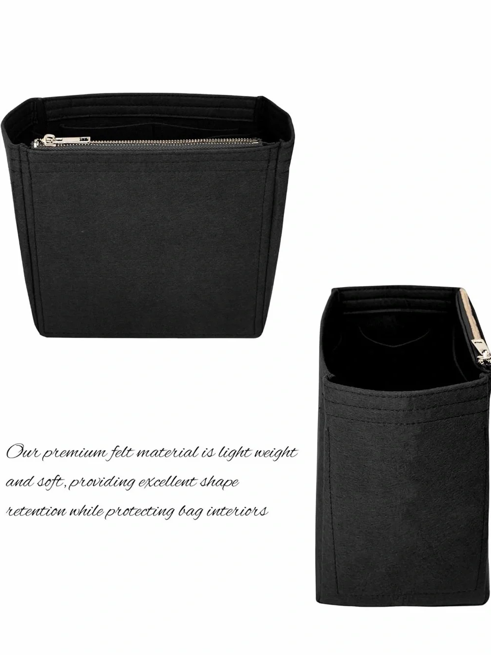 Black Felt Tote Organizer Insert